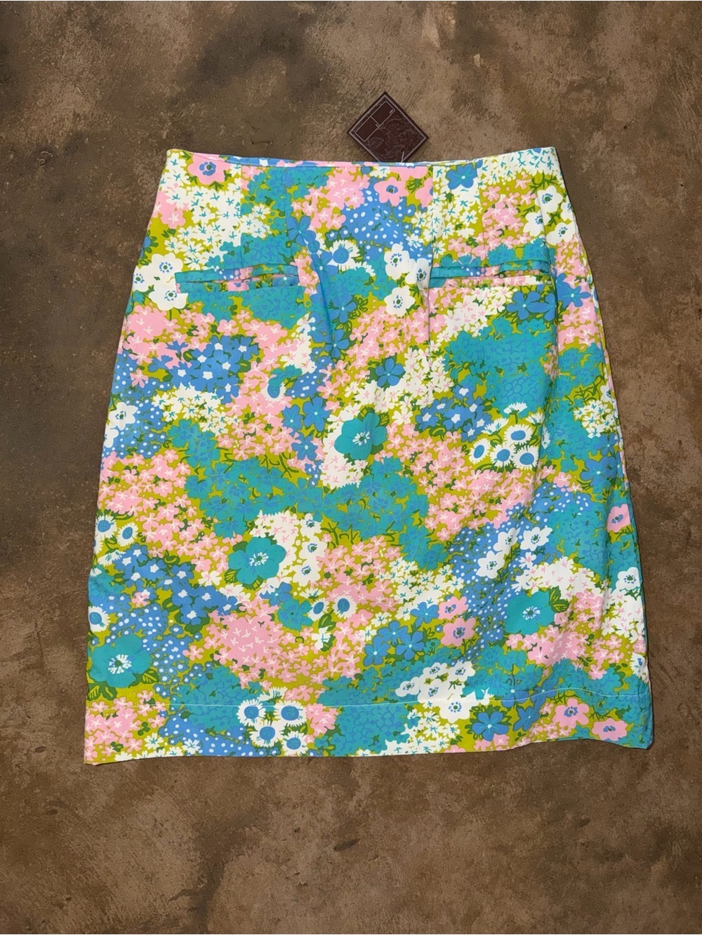 NWT Matilda Jane Floral Pencil Mini Skirt Blue Pink Green Pockets Size Small
